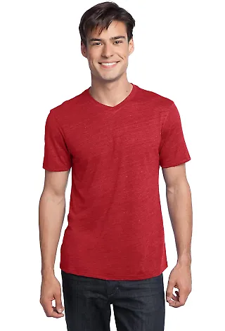 District Young Mens Textured Notch Crew Tee DT172 New Red front view
