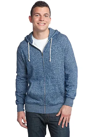 District Young Mens Marled Fleece Full Zip Hoodie  Mrld Storm Blu front view