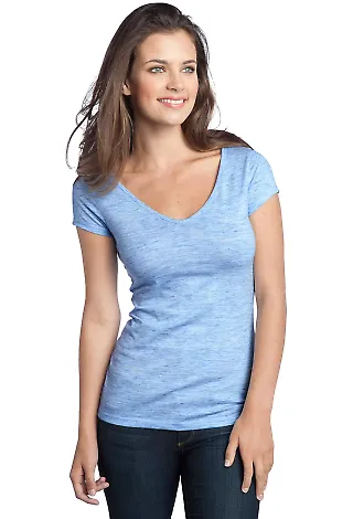 District Juniors Extreme Heather Cap Sleeve V Neck Blue front view