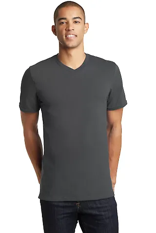 District Young Mens Concert V Neck Tee DT5500 Charcoal front view