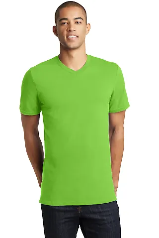 District Young Mens Concert V Neck Tee DT5500 Neon Green front view