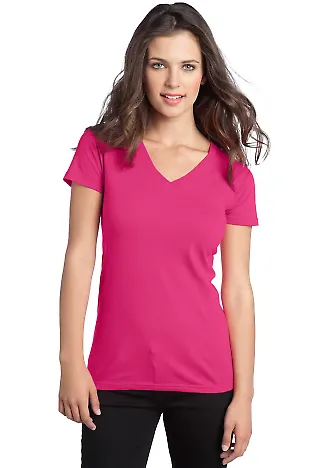 District Juniors Concert V Neck Tee DT5501 Dark Fuchsia front view