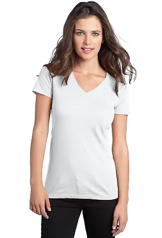 District Juniors Concert V Neck Tee DT5501 White front view