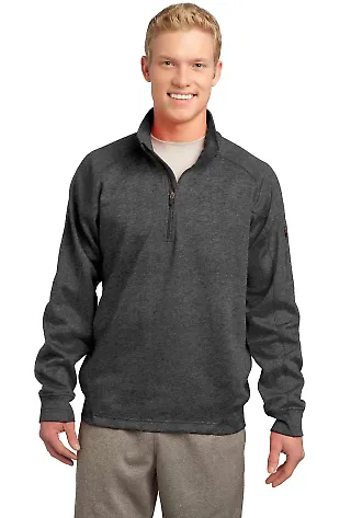 Sport Tek Tech Fleece 14 Zip Pullover F247 in Graphite hthr front view