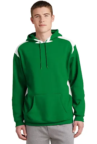 Sport Tek Pullover Hooded Sweatshirt with Contrast Kelly Green front view