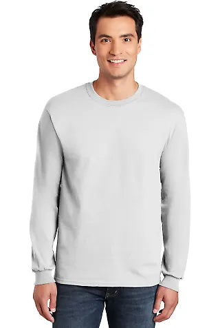 2400 Gildan Ultra Cotton Long Sleeve T Shirt  in White front view
