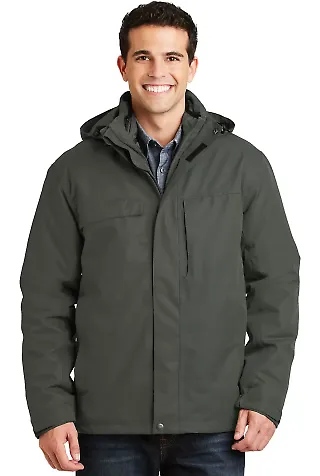 Port Authority Herringbone 3 in 1 Parka J302 Spruce Green front view
