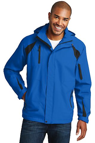 Port Authority All Season II Jacket J304 in Snorkel blu/bk front view