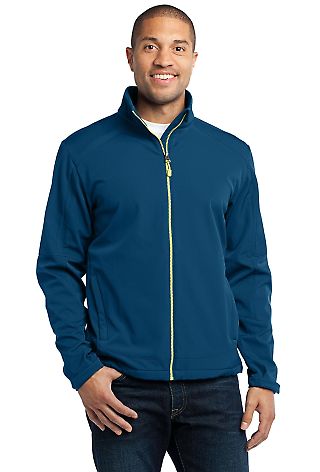 Port Authority Traverse Soft Shell Jacket J316 in Pos blue/lime front view