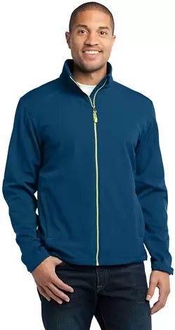 Port Authority Traverse Soft Shell Jacket J316 Pos Blue/Lime front view