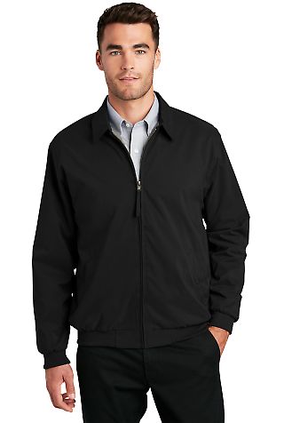 Port Authority Casual Microfiber Jacket J730 in Black/pewter front view