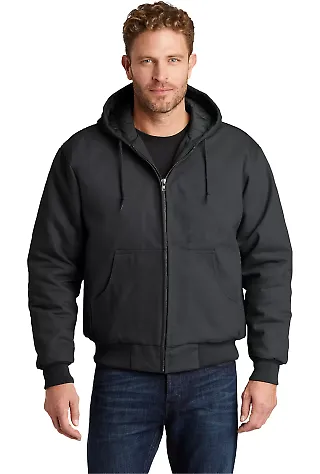 CornerStone Duck Cloth Hooded Work Jacket J763H Charcoal front view