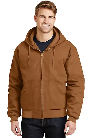 CornerStone Duck Cloth Hooded Work Jacket J763H Duck Brown front view