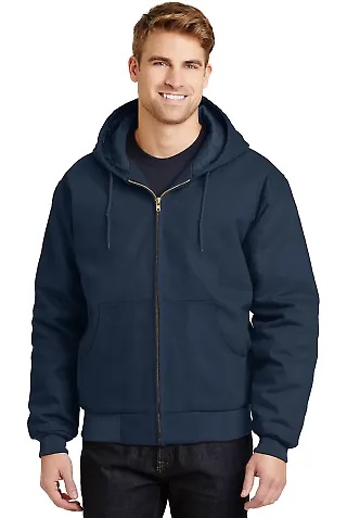 CornerStone Duck Cloth Hooded Work Jacket J763H Navy front view