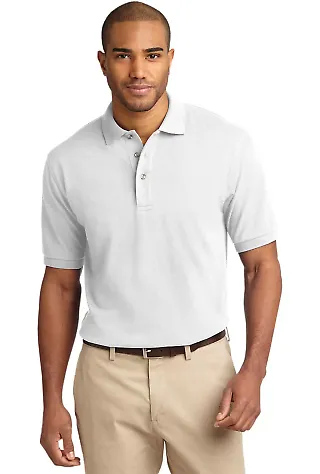 Port Authority Pique Knit Polo K420 White front view