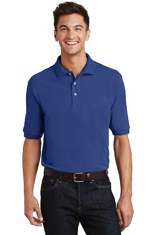 Port Authority Pique Knit Polo with Pocket K420P in Royal front view