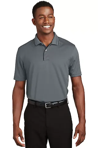 Sport Tek Dri Mesh Polo with Tipped Collar and Pip in Steel/black front view