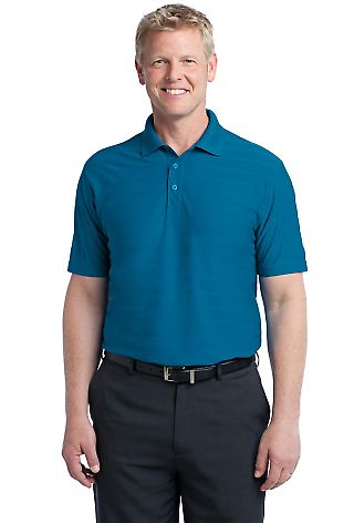 Port Authority Horizonal Texture Polo K514 Peacock Blue front view