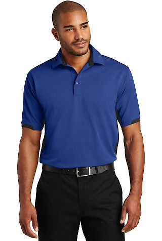Port Authority Dry Zone153 Colorblock Ottoman Polo in Royal/black front view