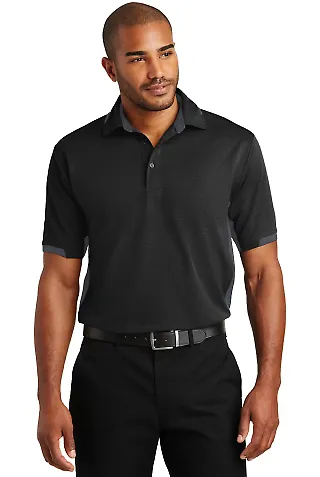 Port Authority Dry Zone153 Colorblock Ottoman Polo Black/Iron Gry front view