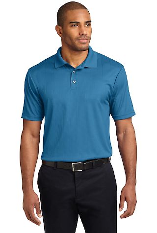 Port Authority Performance Fine Jacquard Polo K528 in Ocean blue front view