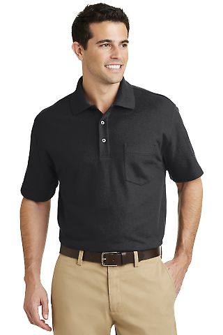 Port Authority EZCotton153 Pique Pocket Polo K800P in Iron grey front view