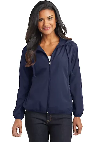 Port Authority  Ladies Hooded Essential Jacket L30 True Navy front view