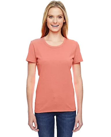 Fruit of the Loom Ladies Heavy Cotton HD153 100 Co Retro Heather Coral front view