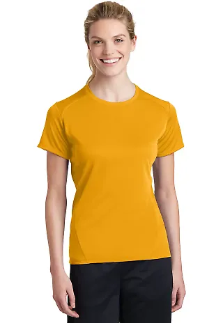 Sport Tek Ladies Dry Zone153 Raglan Accent T Shirt Gold front view