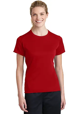 Sport Tek Ladies Dry Zone153 Raglan Accent T Shirt True Red front view