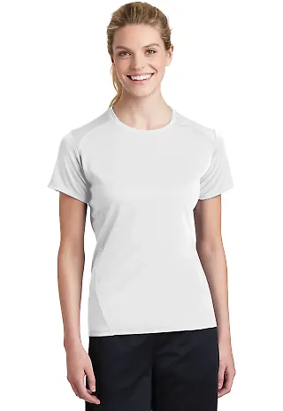 Sport Tek Ladies Dry Zone153 Raglan Accent T Shirt White front view