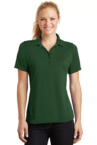 Sport Tek Ladies Dry Zone153 Raglan Accent Polo L4 in Forest green front view