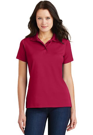 Port Authority Ladies Poly Bamboo Blend Pique Polo in Red front view