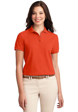 Port Authority Ladies Silk Touch153 Polo L500 in Orange front view