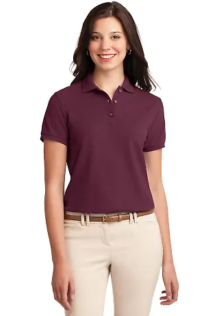 Port Authority Ladies Silk Touch153 Polo L500 Burgundy front view