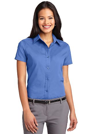 Port Authority Ladies Short Sleeve Easy Care Shirt in Ultramarne blu front view