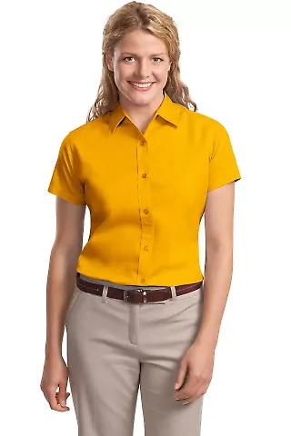 Port Authority Ladies Short Sleeve Easy Care Shirt Gold/Gold front view