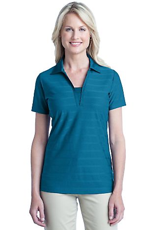 Port Authority Ladies Horizontal Texture Polo L514 in Peacock blue front view