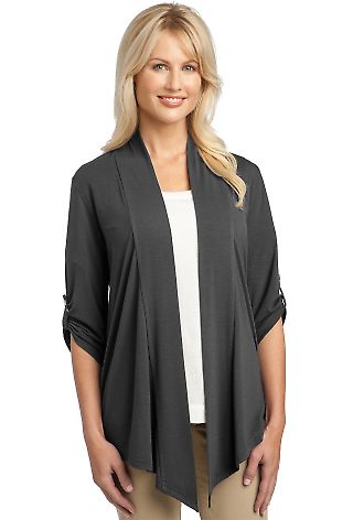 Port Authority Ladies Concept Shrug L543 in Grey smoke front view