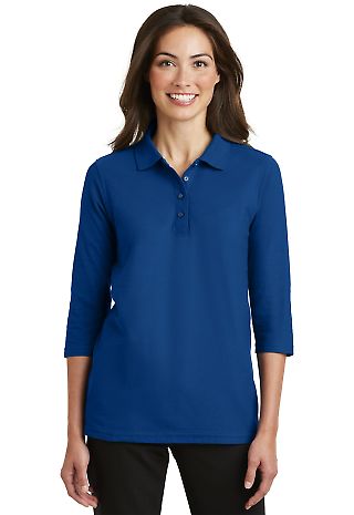 Port Authority Ladies Silk Touch153 34 Sleeve Polo in Royal front view