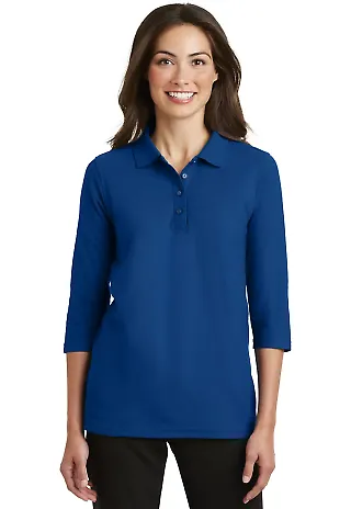 Port Authority Ladies Silk Touch153 34 Sleeve Polo Royal front view
