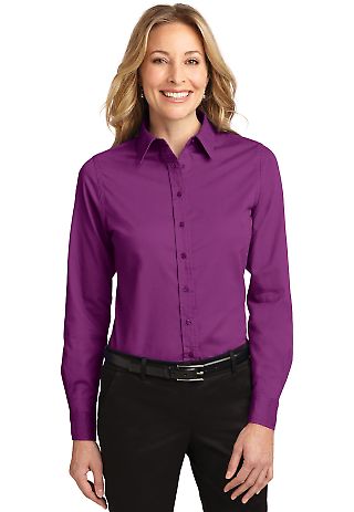 Port Authority Ladies Long Sleeve Easy Care Shirt  in Deep berry front view
