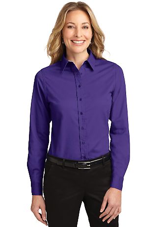 Port Authority Ladies Long Sleeve Easy Care Shirt  in Purple front view