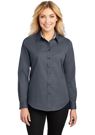 Port Authority Ladies Long Sleeve Easy Care Shirt  in Steel grey front view