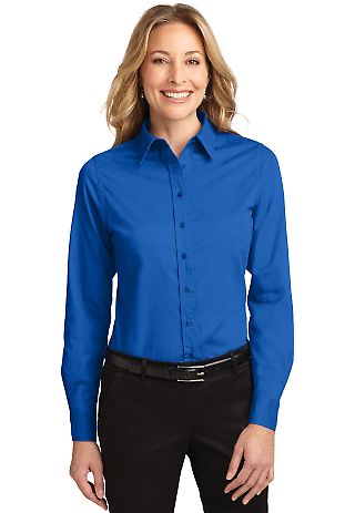 Port Authority Ladies Long Sleeve Easy Care Shirt  in Strong blue front view