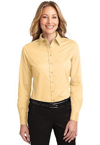 Port Authority Ladies Long Sleeve Easy Care Shirt  in Yellow front view