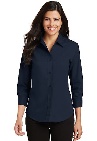 Port Authority Ladies 34 Sleeve Easy Care Shirt L6 in Navy front view