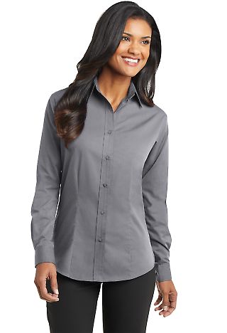 Port Authority Ladies Tonal Pattern Easy Care Shir in Grey front view