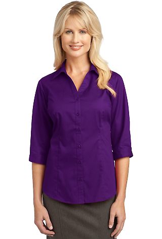 IMPROVED Port Authority Ladies 34 Sleeve Blouse L6 in Deep purple front view