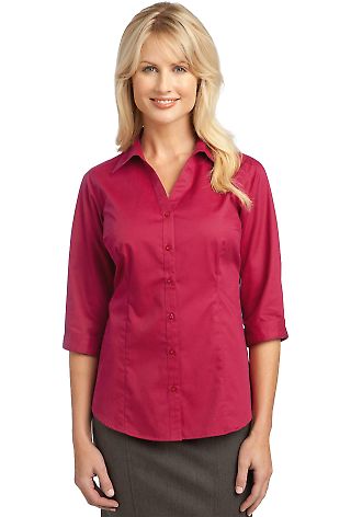 IMPROVED Port Authority Ladies 34 Sleeve Blouse L6 in Raspberry pink front view